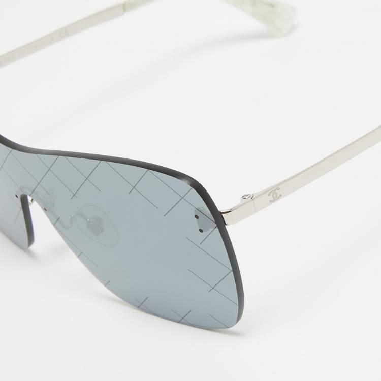 Pre Owned Chanel Black/Silver 4215 Runway Shield Sunglasses