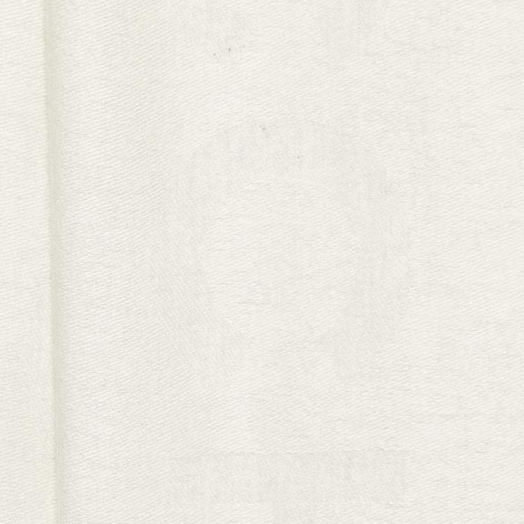 Pre Owned Chanel Ivory Coco Chanel Logo Silk & Cashmere Stole