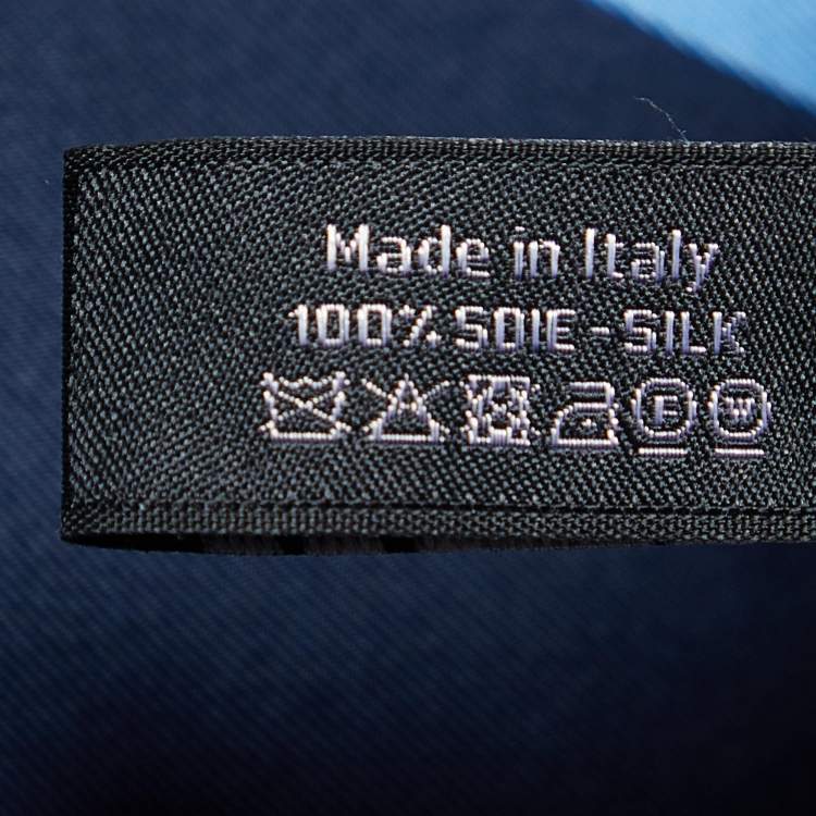 Pre Owned Chanel Navy Blue Logo Print Silk Scarf