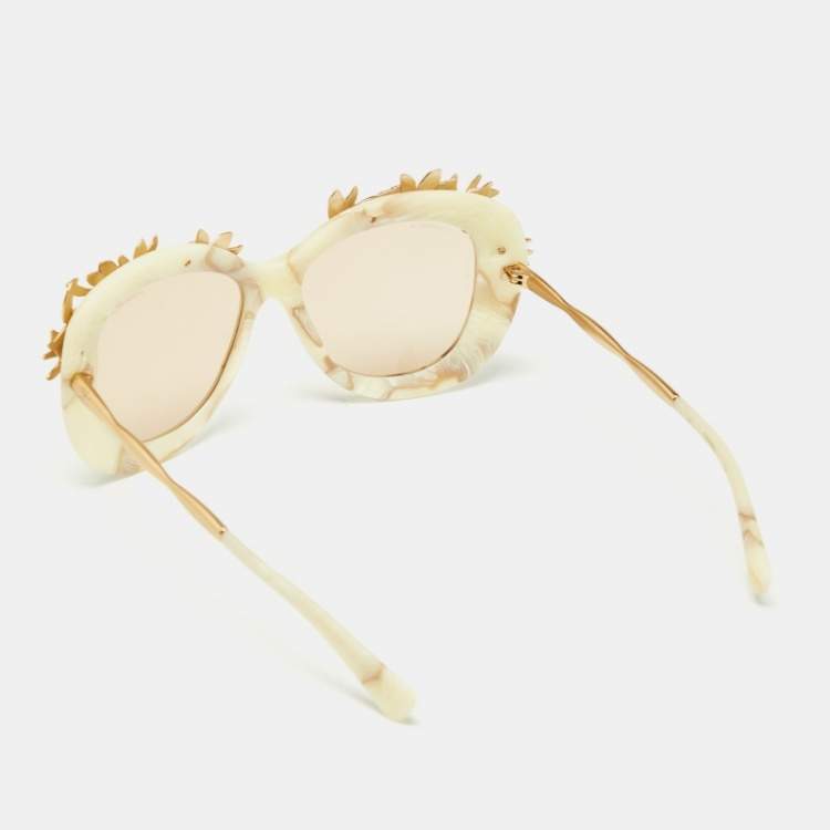 Pre Owned Chanel Beige/Gold Acetate Greece Square Sunglasses