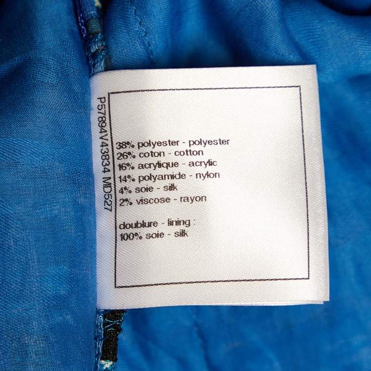 Pre Owned Chanel Blue Multicolor Tweed Jacket & Top Set L