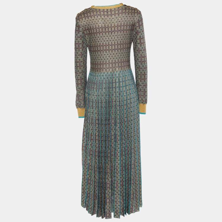 Pre Owned Chanel Multicolor Lurex Knit Full Sleeves Maxi Dress M