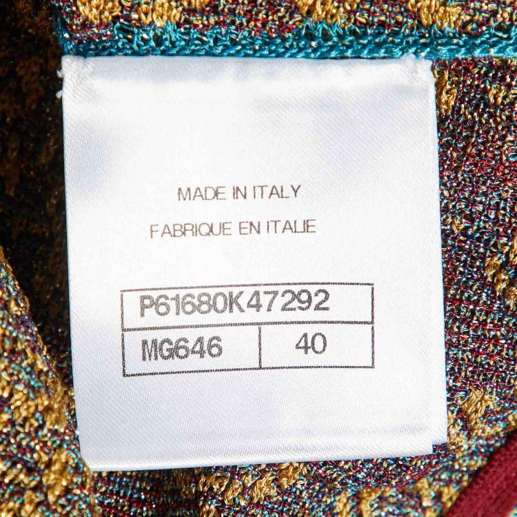 Pre Owned Chanel Multicolor Lurex Knit Full Sleeves Maxi Dress M