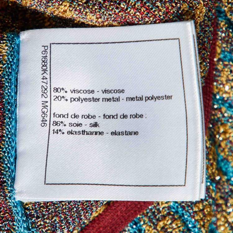 Pre Owned Chanel Multicolor Lurex Knit Full Sleeves Maxi Dress M