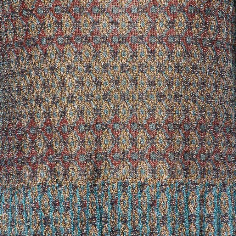 Pre Owned Chanel Multicolor Lurex Knit Full Sleeves Maxi Dress M