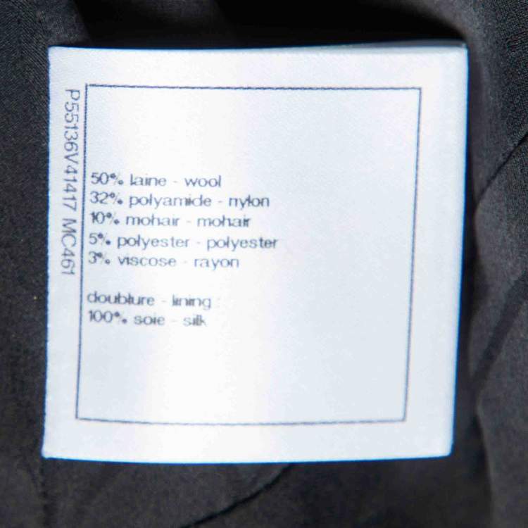 Pre Owned Chanel Black Tweed Wool Blend Maxi Dress L