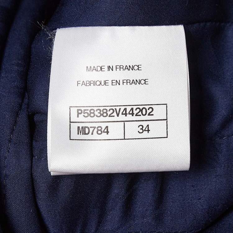 Pre Owned Chanel Blue Fringed Tweed Jacket S