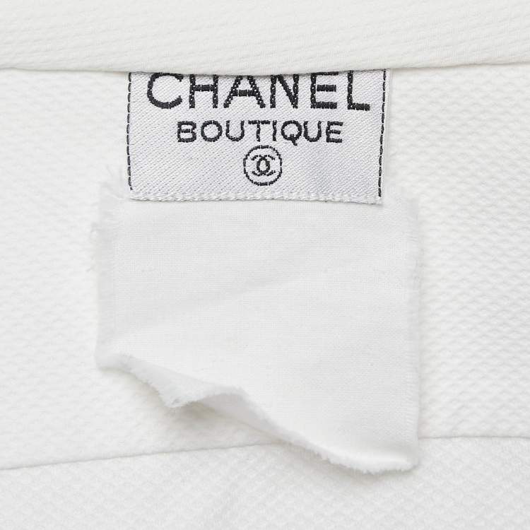 Pre Owned Chanel Boutique White Textured Cotton Sleeveless Shirt XS
