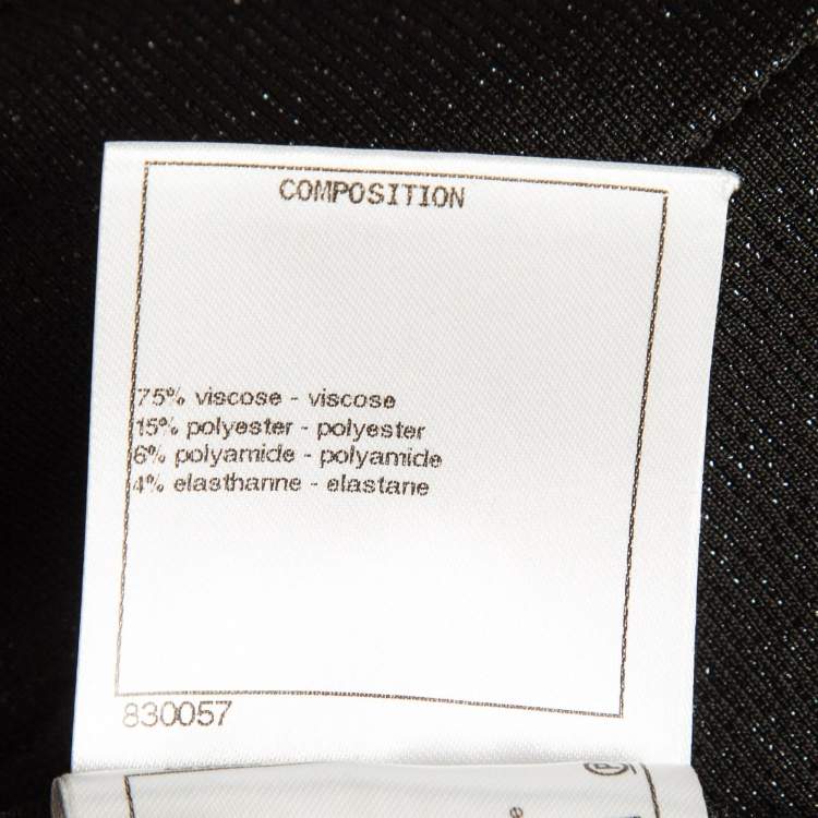 Pre Owned Chanel Black Metallic Lurex Knit Button Front Shift Dress M