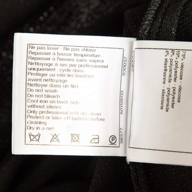 Pre Owned Chanel Black Metallic Lurex Knit Button Front Shift Dress M