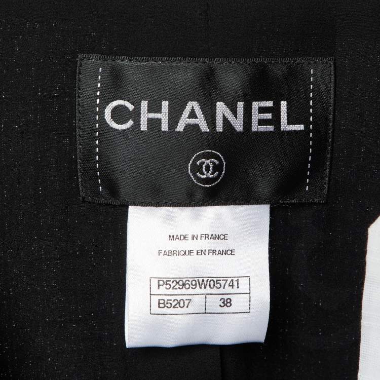 Pre Owned Chanel Navy Blue Silk & Cotton Button Front Jacket M