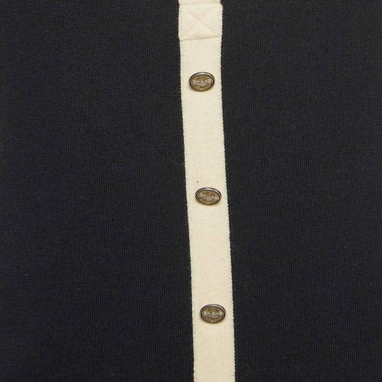 Pre Owned Chanel Black Cotton Knit Button Detail Tank Top S