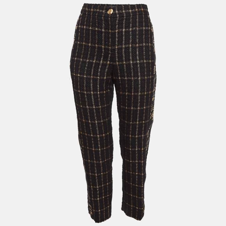 Pre Owned Chanel Black Tweed Lurex Side Trim Capri Pants S