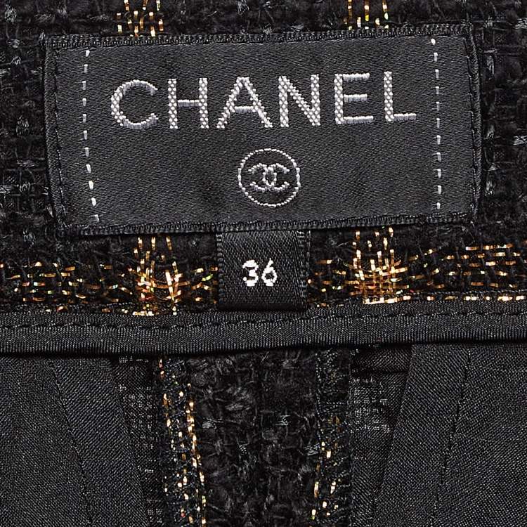 Pre Owned Chanel Black Tweed Lurex Side Trim Capri Pants S