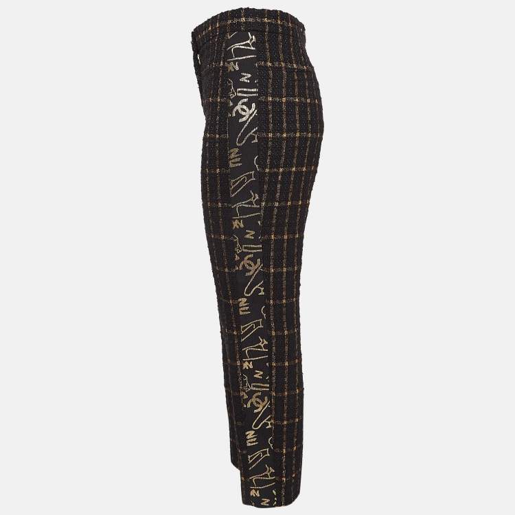 Pre Owned Chanel Black Tweed Lurex Side Trim Capri Pants S