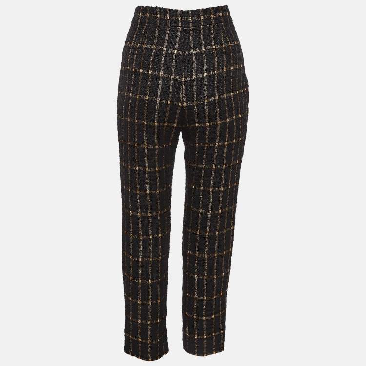 Pre Owned Chanel Black Tweed Lurex Side Trim Capri Pants S