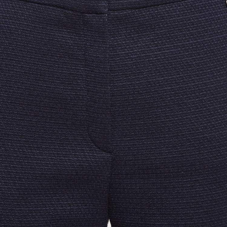 مملوكة مسبقًا Chanel Navy Blue Tweed Logo Tape Trim Capri Pants S