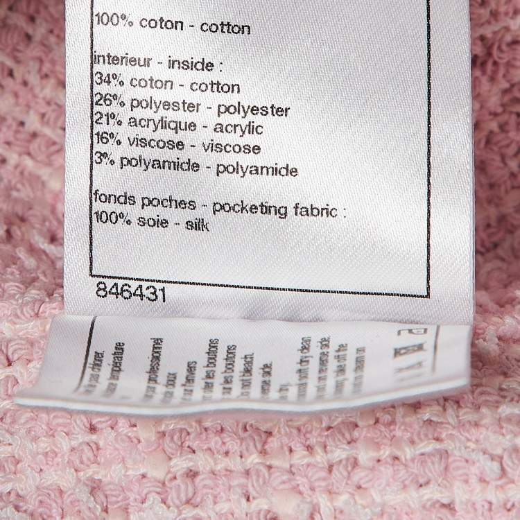 Pre Owned Chanel Black/Pink CC Stripe Cotton Tweed Trim Jacket S