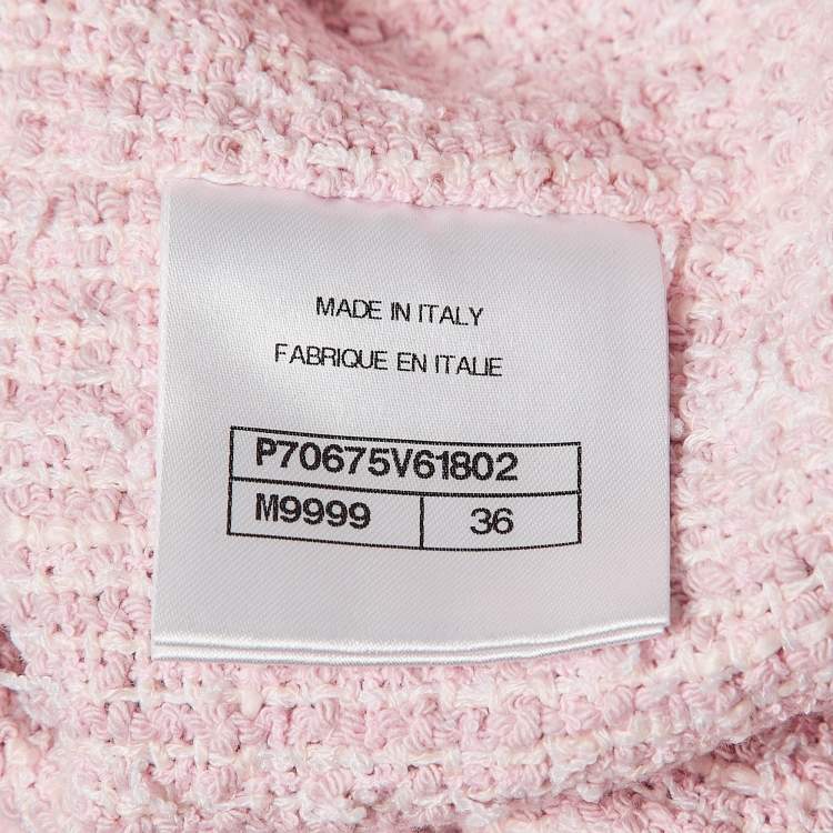 Pre Owned Chanel Black/Pink CC Stripe Cotton Tweed Trim Jacket S