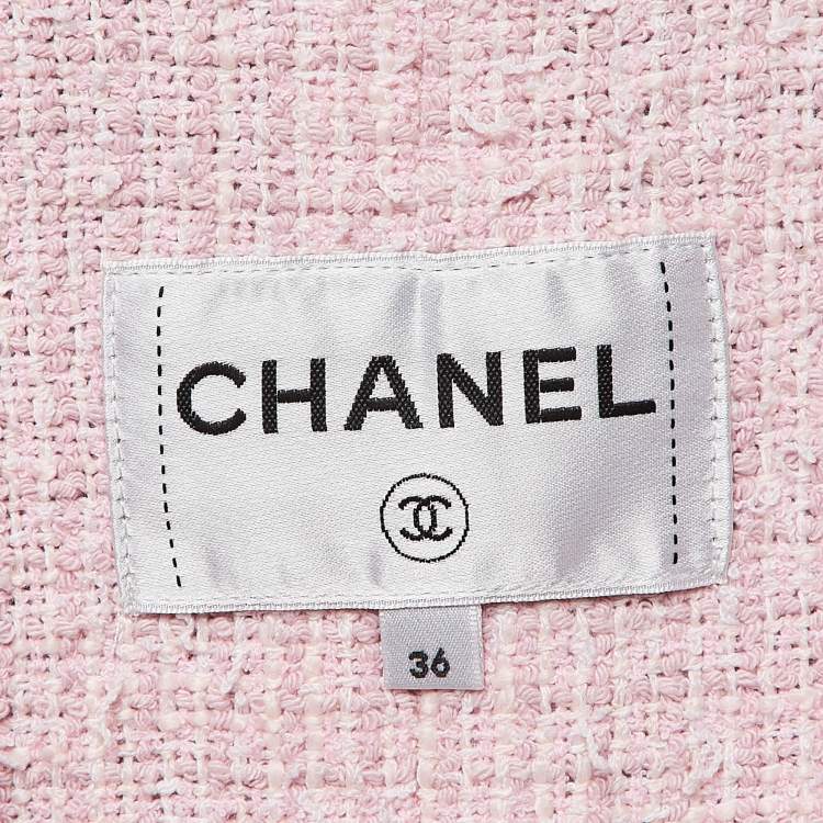 Pre Owned Chanel Black/Pink CC Stripe Cotton Tweed Trim Jacket S