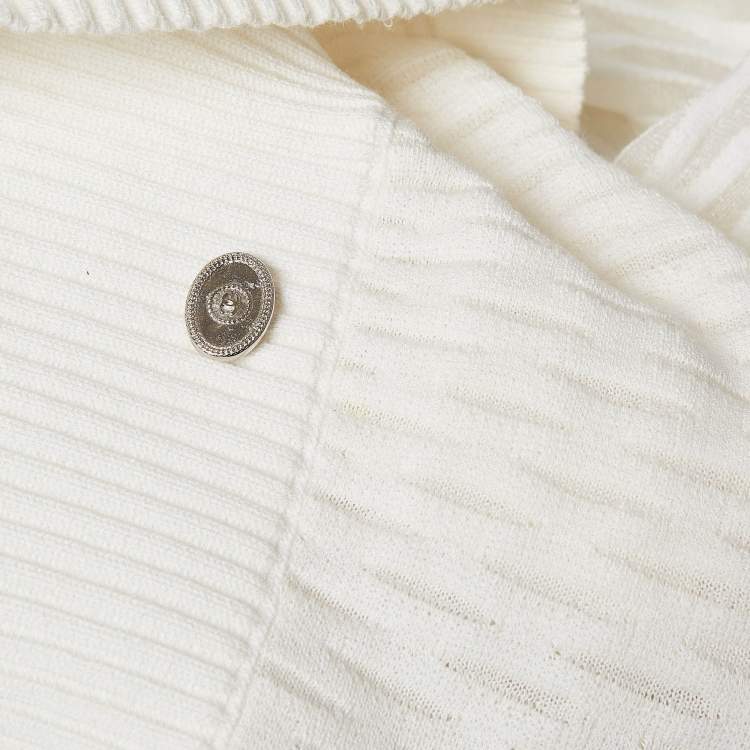 Pre Owned Chanel White Sheer Patterned Knit Harem Pants S
