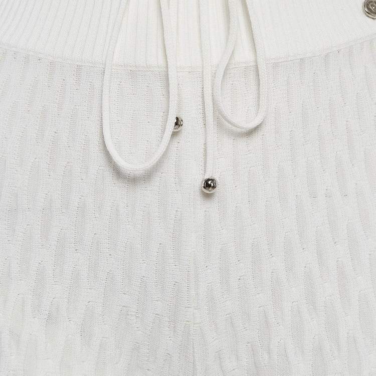 Pre Owned Chanel White Sheer Patterned Knit Harem Pants S