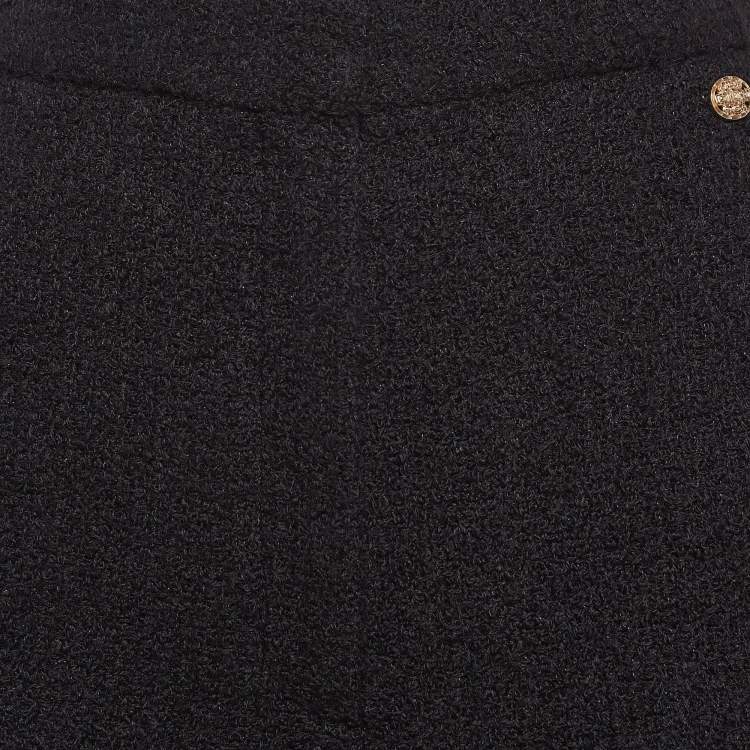 Pre Owned Chanel Black Wool Tweed Trousers S