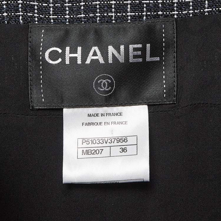 Pre Owned Chanel Black Checkered Cotton Midi Dress S
