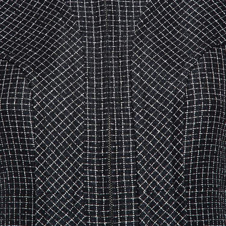 Pre Owned Chanel Black Checkered Cotton Midi Dress S