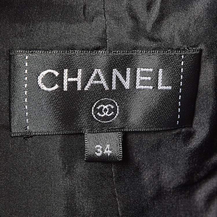 Pre Owned Chanel Black Leather Logo Patch Detail Pants S
