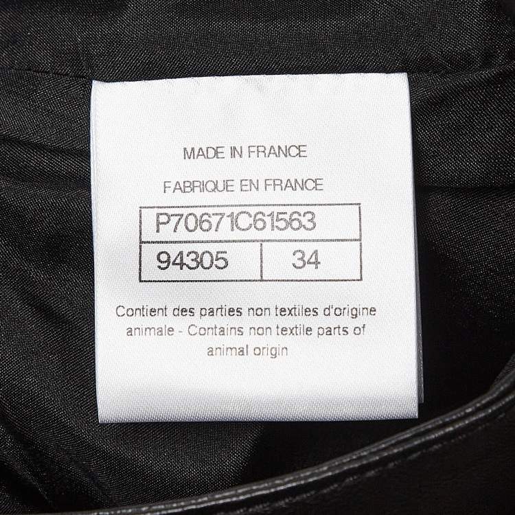 Pre Owned Chanel Black Leather Logo Patch Detail Pants S