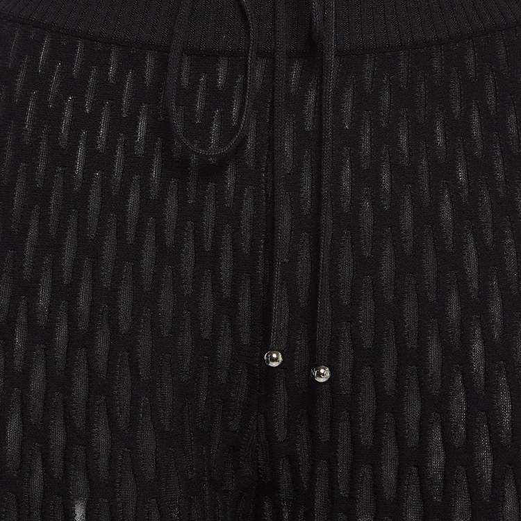 Pre Owned Chanel Black Sheer Patterned Tulle Knit Harem Pants S