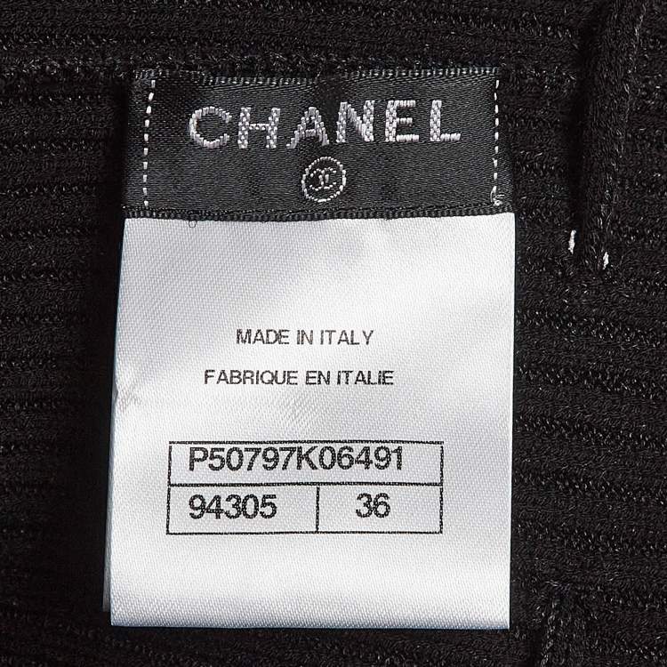 Pre Owned Chanel Black Sheer Patterned Tulle Knit Harem Pants S