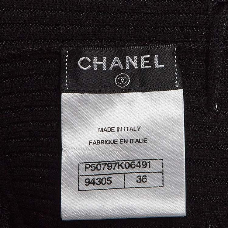 Pre Owned Chanel Black Sheer Patterned Tulle Knit Harem Pants S