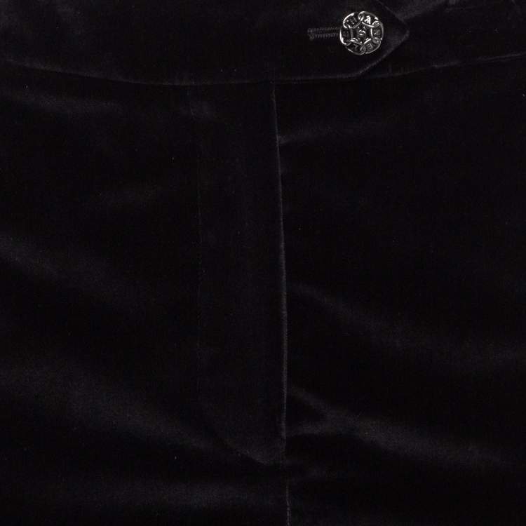 Pre Owned Chanel Black Velvet Button Detail Pants S