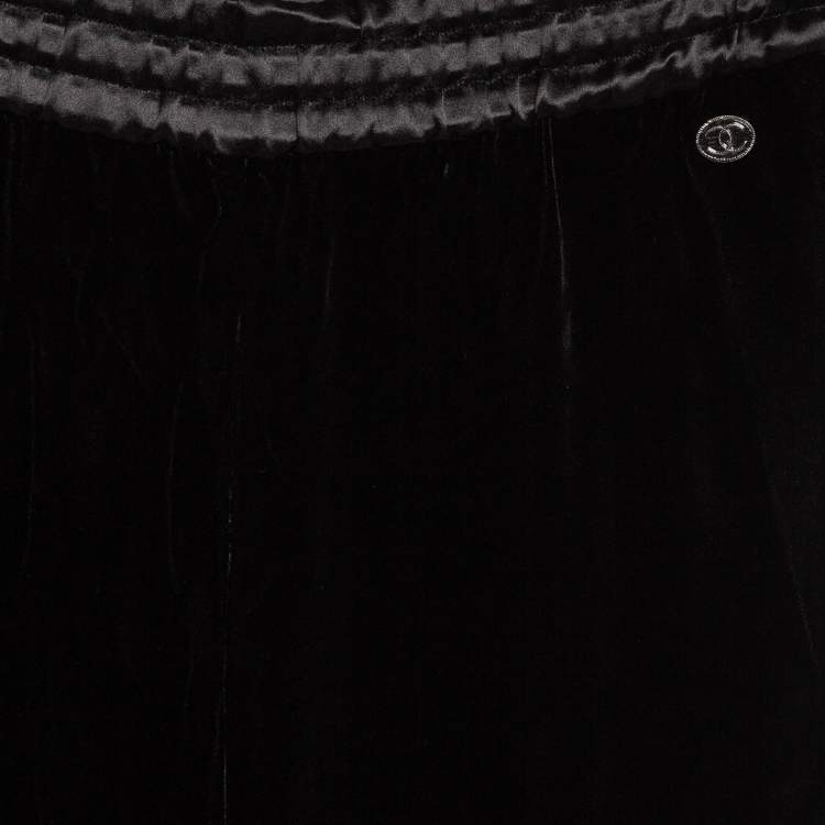 Pre Owned Chanel Black Velvet Loose Fit Trousers S