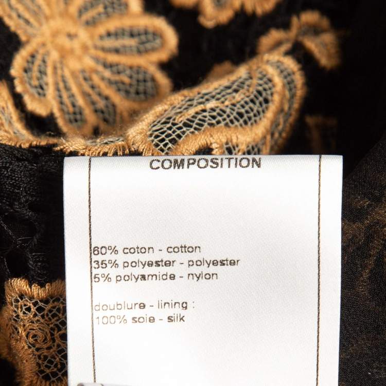 Pre Owned Chanel Brown/Black Floral Lace Skinny Pants S