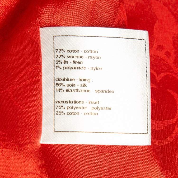 Pre Owned Chanel Red Tweed Button Detail Jacket M