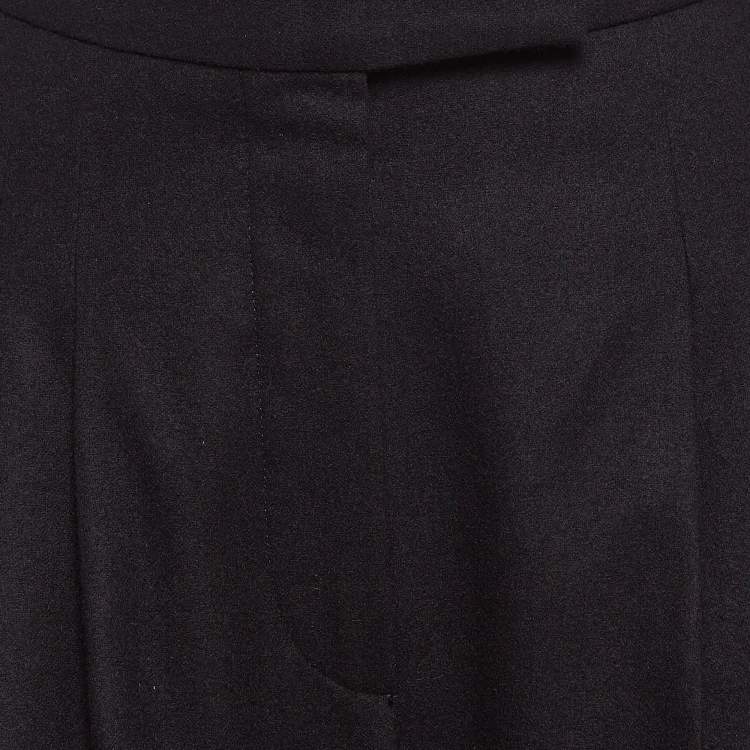 Pre Owned Chanel Black Wool Wide Leg Trousers S