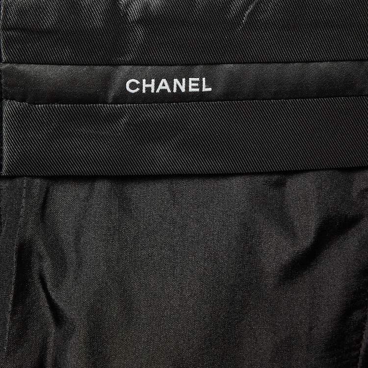 Pre Owned Chanel Black Wool Wide Leg Trousers S