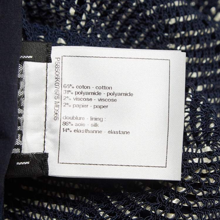 Pre Owned Chanel Navy Blue Patterned Knit Sleeveless Long Dress S