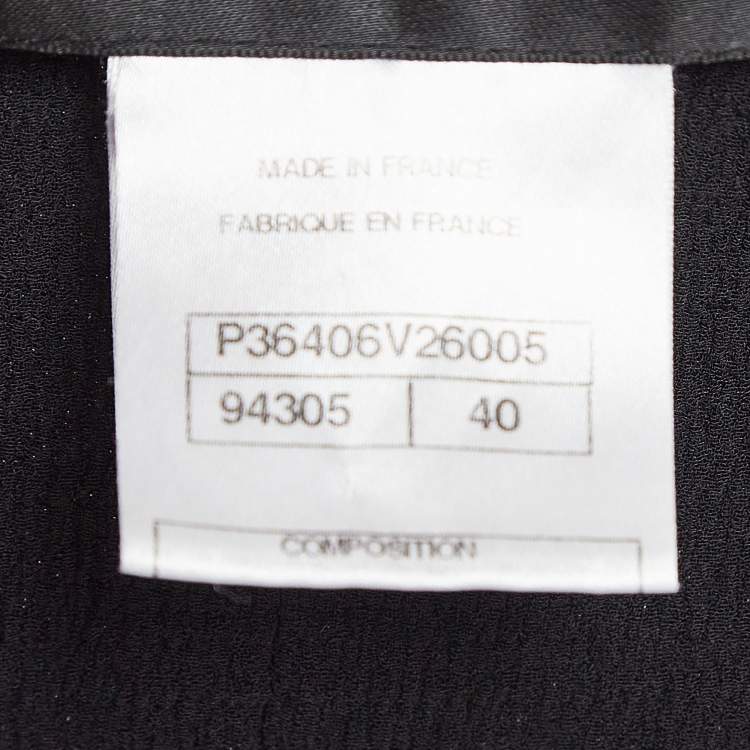 Pre Owned Chanel Black Textured Crepe Front Tie Detail Crop Top M