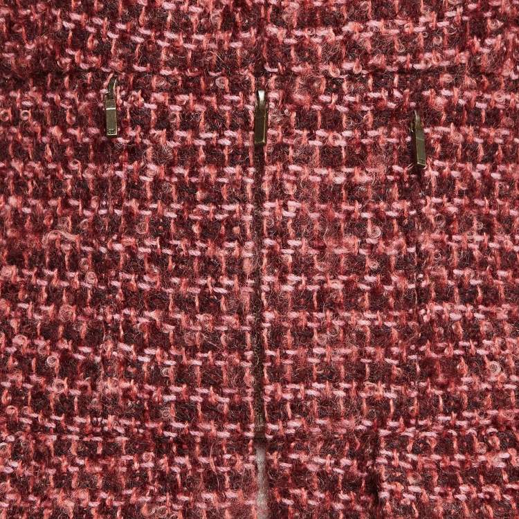Pre Owned Chanel Pink Tweed Cara Delevingne Style Jacket M