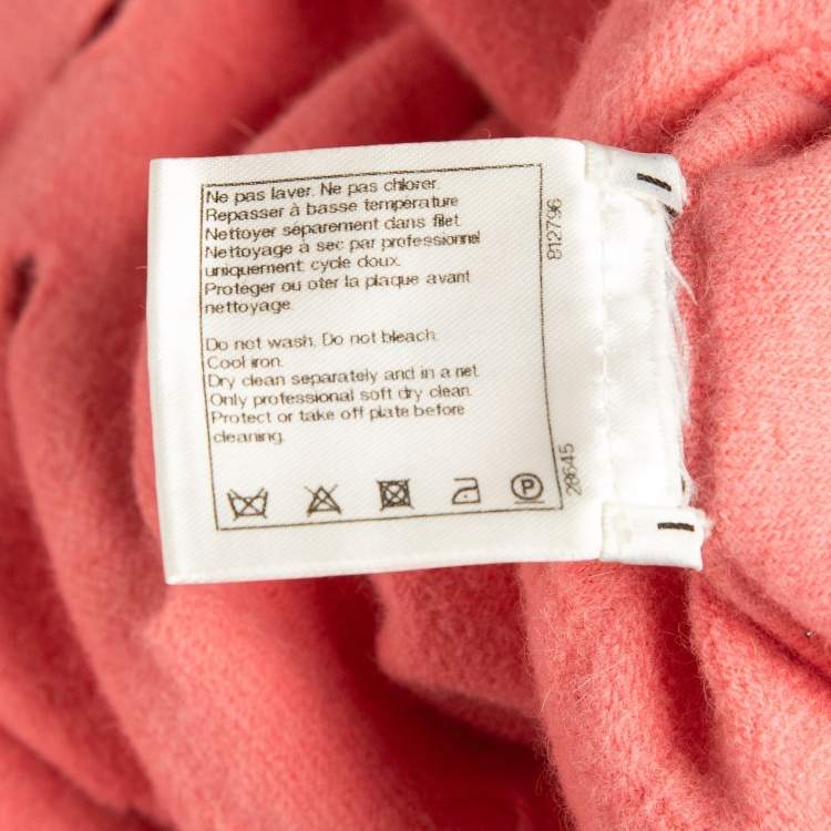 Pre Owned Chanel Pink Ripped Wool Blend Cara Delevingne Crop Sweatshirt M