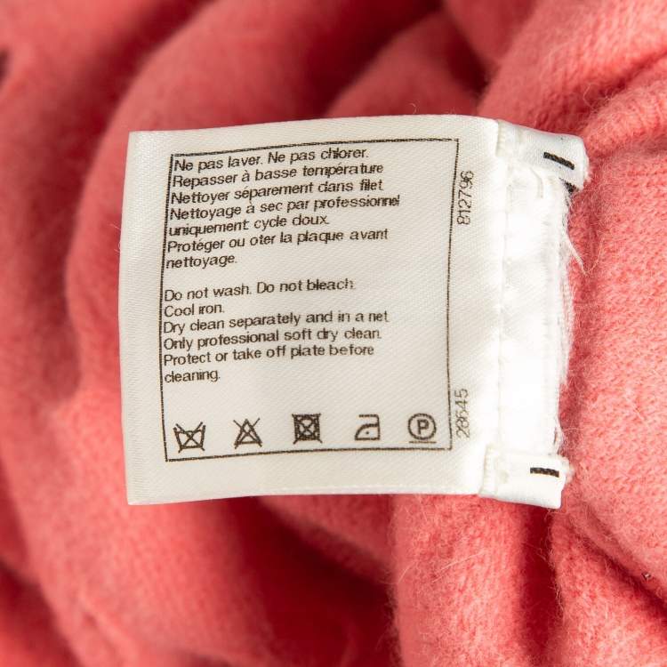 Pre Owned Chanel Pink Ripped Wool Blend Cara Delevingne Crop Sweatshirt M