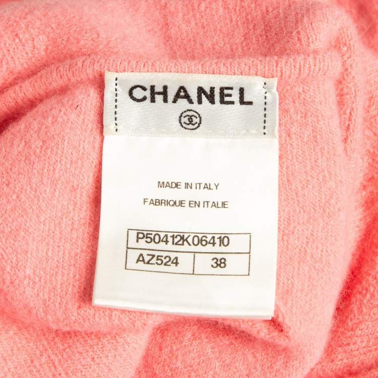 Pre Owned Chanel Pink Ripped Wool Blend Cara Delevingne Crop Sweatshirt M