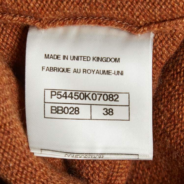 Pre Owned Chanel Brown Embellished Cashmere Knit Tunic Sweater M