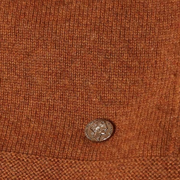 Pre Owned Chanel Brown Embellished Cashmere Knit Tunic Sweater M