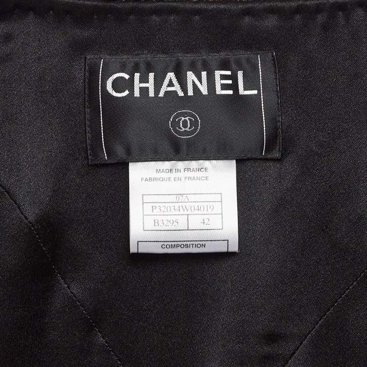 Pre Owned Chanel Vintage Multicolor Patterned Wool Blend Open Front Fringed Coat L