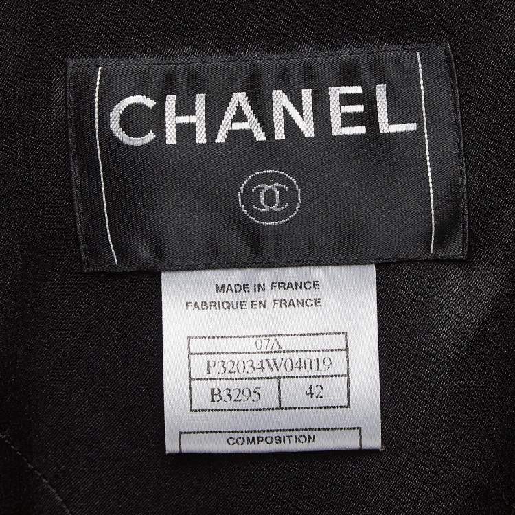 Pre Owned Chanel Vintage Multicolor Patterned Wool Blend Open Front Fringed Coat L